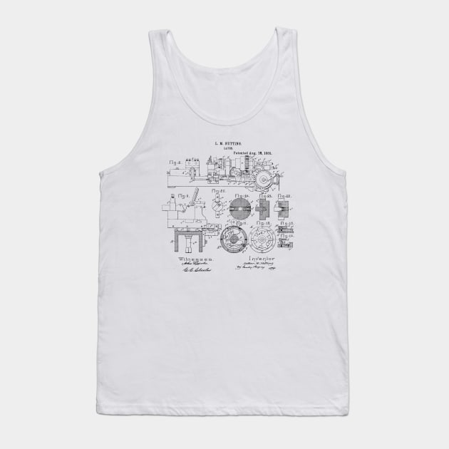 Lathe woodworking Vintage Patent Hand Drawing Tank Top by TheYoungDesigns